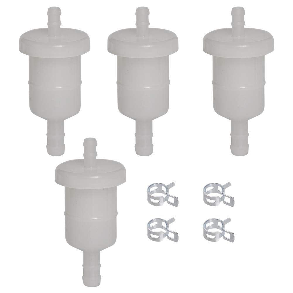 HIFROM Set of 4 Fuel Filter with Clamps Replacement for GX & GXV Honda Small Engines GX100, GX360, GX390, GX610, GX620, GX630, GX670, GXV160, GXV270, GXV340, GXV390, GXV610 Replace 16910-ZE8-015