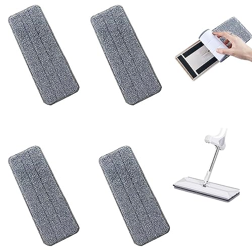 Tampons Nettoyage Plats Remplacement, 4 Pcs Tampon de Nettoyage de Tête de Balai de Ménage en Microfibre, Tampons de Nettoyage Humides Lavables, pour Le Bureau à...