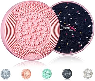 Jessup Makeup Brush Cleaner with Color Removal Silicone Sponge Deep Cleansing Pad Washing Tool Rubber Mat 2-IN-1 Wet & Dry Box