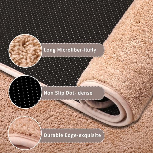 Rururug Bath Mat, Beige, Soft Microfibre Bathroom Mat, Bathroom Rug, Large 120 x 50 cm, Non-Slip, Washable - Image 3