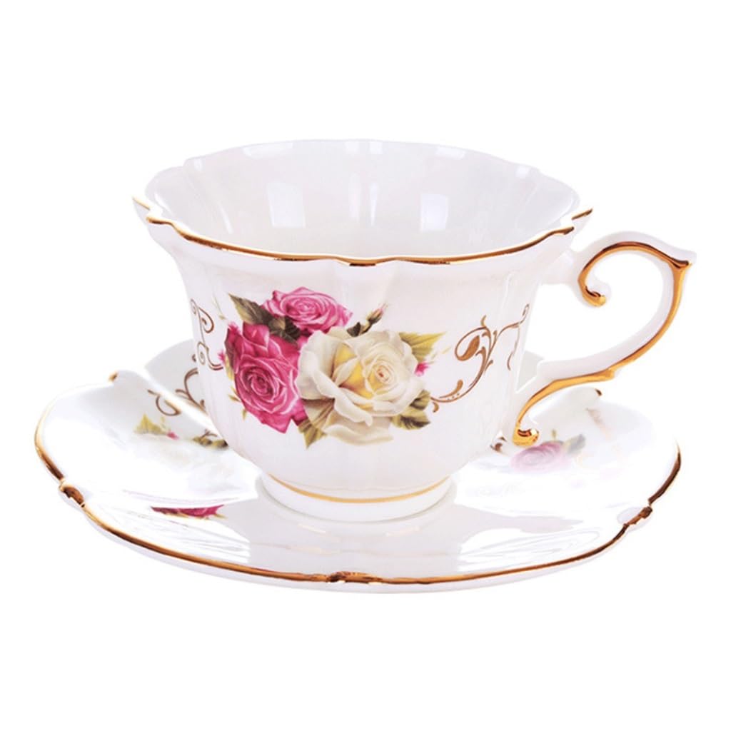 GHKryD Tea set, Bone China Afternoon Tea Set Ceramic English Flower Cup Coffee Mug