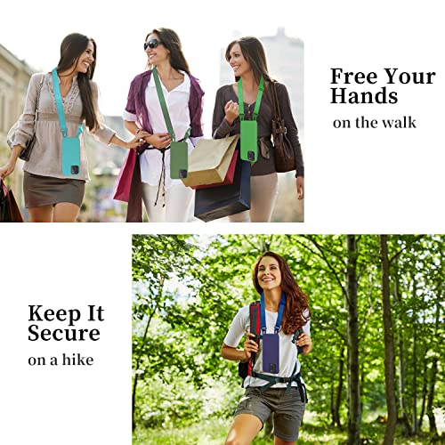 Image of Compatible with iPhone 15 Pro Max Case with Lanyard Crossbody iPhone Case with Strap Adjustable Shockproof Drop Protection Silicone Phone Cover for iPhone 15 Pro Max 6.7'' Mint Green