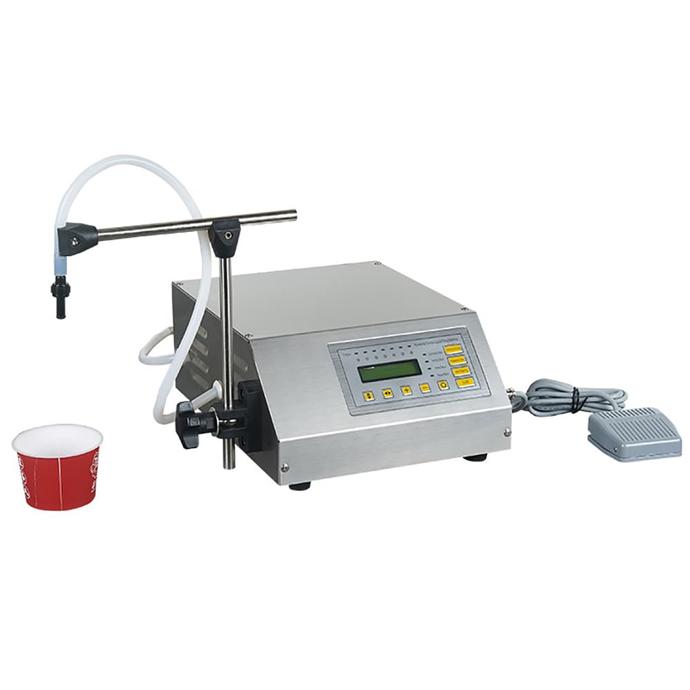 TsoLay Máquina Llenadora De Líquidos, Máquina Llenadora De Botellas De 30 W con Control De Pedal, Capacidad De Llenado De 5 Ml A 3500 Ml, 6 Grupos De Ahorro De Datos Y Trabajo Automático, para Aceite