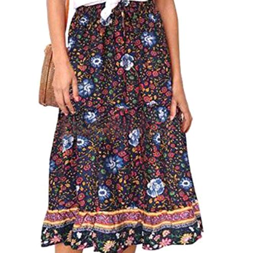 Villavivi Maxi Falda de verano Vintage Floral Estampada para Mujer Chica café XL Cover