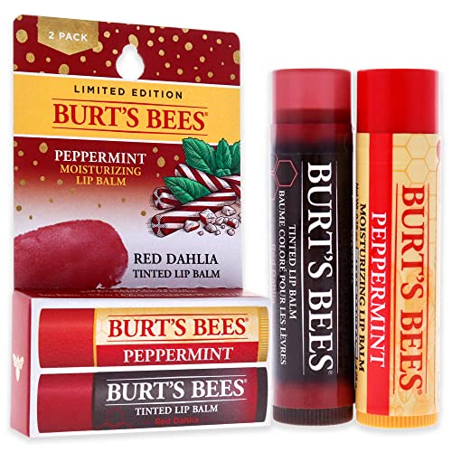Burts Bees Burts Bees Lip Balm Kit Unisex Lip Balm Peppermint, Red Dahlia Tinted, 0.15 Ounce (Pack Of 2) #TOP2