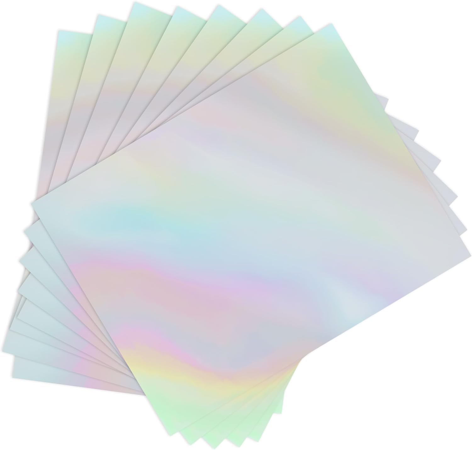 Printable Holographic Vinyl Sticker Paper - 10 Sheets A4 Size Self Adhesive Waterproof Sticker Paper for Inkjet & Laser Printer, Rainbow Sparkle Glossy Film for DIY Crafts & Personalised Stickers