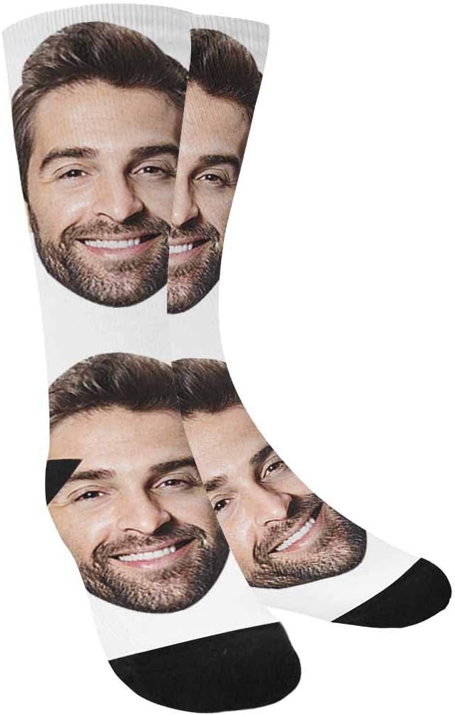 Custom Personalized Photo Pet Face Socks, Yellow Crew Socks with Picture for Men Women