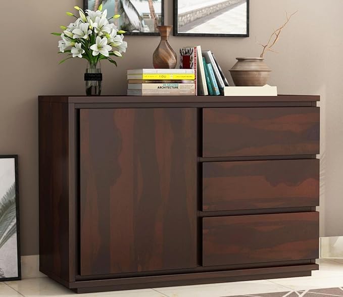 DN Furniture Solid Sheesham Wood Sideboard Cabinet| Wooden Chest of Drawers with Multi Drawer Storage| Luxury Multipurpose Storage Cabinet for Home & Living Room-image-9