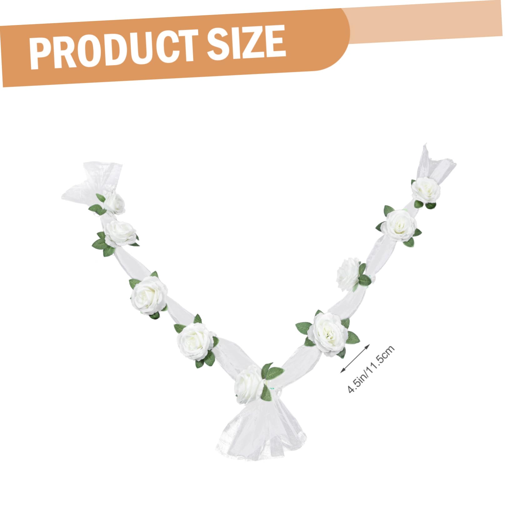 Amosfun 3 Ensembles Ceinture de Voiture de Mariage Titulaire marié artificiels Wedding Decorations Decoration Fete Artificiel décor de Fleurs de Mariage Fausse Rose Blanche Ruban