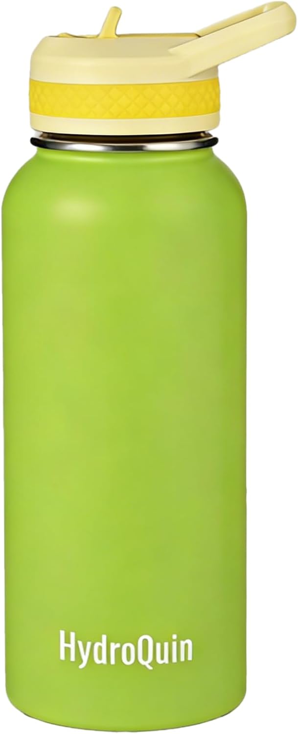32 oz Water Bottle with Straw, Stainless Insulated Steel Waterbottle with Comfort Grip Handle,Water Bottles for Camping Sports Office Daily Use