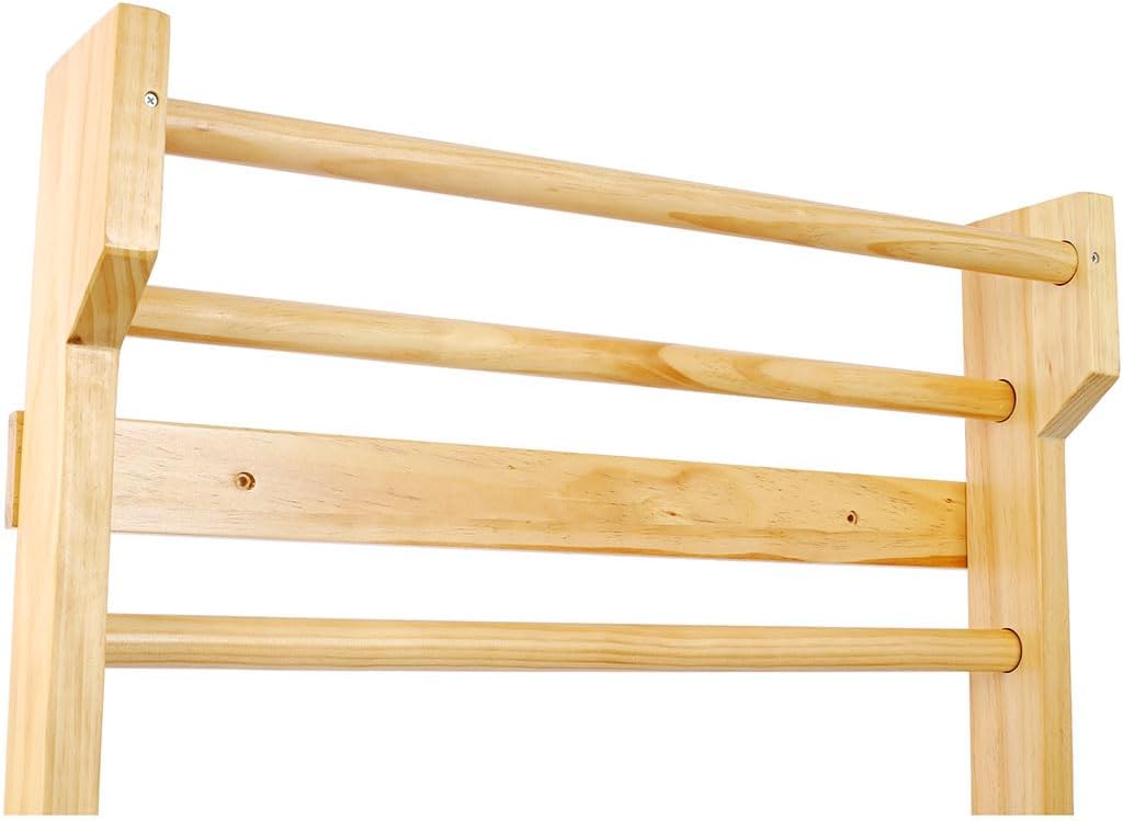 Wood Stall Bar Swedish Ladder, Multi-Use Wall-Mounted Gymnastics & Fitness Exercise Ladder for Stretching, Strength Training, Physical Therapy & Flexibility