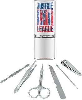 Justice League Red, White and Blue Stainless Steel Manicure Pedicure Grooming Beauty Care Travel Kit