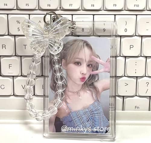Acrylic Kpop Photocard Holder, 3 Inch Credit ID Bank Card, Bus Card Student Card Pendant Keychain Badge Holder (A)