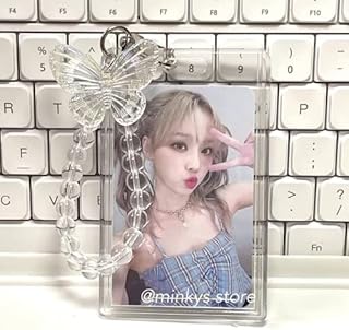 Acrylic Kpop Photocard Holder, 3 Inch Credit ID Bank Card, Bus Card Student Card Pendant Keychain Badge Holder (A)