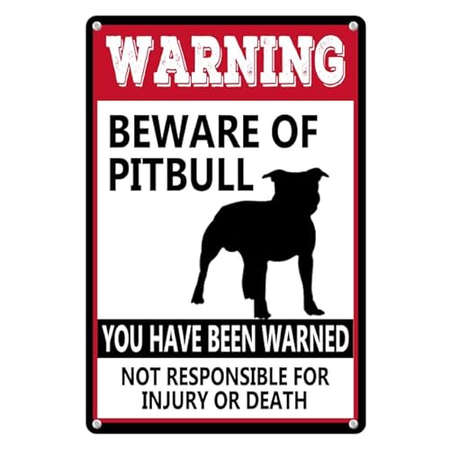 Ymaotrade Beware of Pitbull Aluminum Signs 5×8in, Sturdy Aluminum Metal Signs Rust Free, Vintage Metal Warning Signs About Pitbull Activity Areas for Outdoor Grass Lawn Yards Home Wall