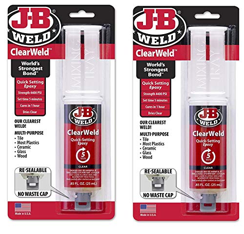 J-B Weld 50112 ClearWeld Quick-Setting Epoxy Syringe, Clear, 25 ml