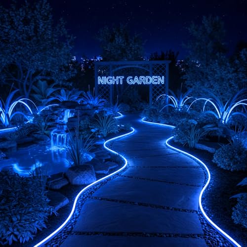 Image of Blue Neon LED Strip Light 5 Meter with Adapter | Flexible IP65 Waterproof Silicone Rope Light for Indoor and Outdoor Bedroom, Ceiling, Gaming Room, Party & Decoration