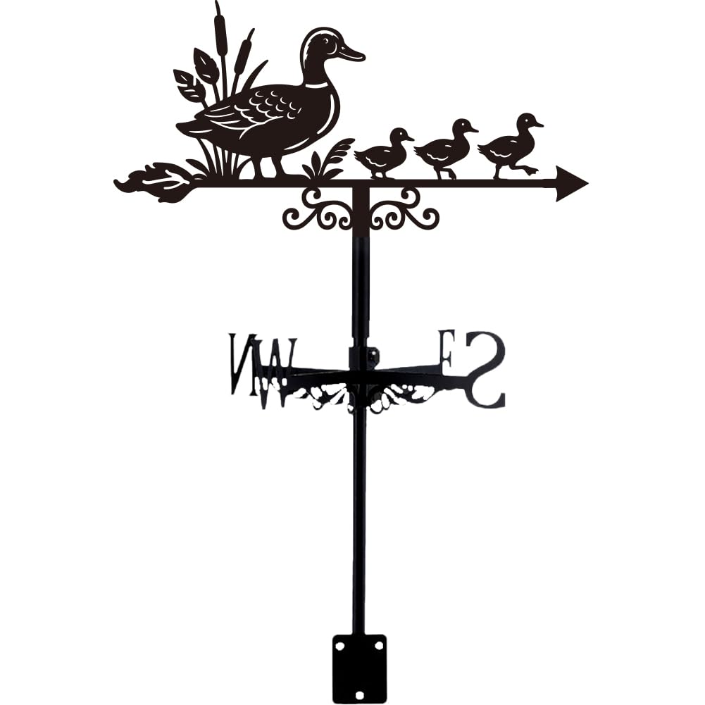 Girouette en Forme de Canard Montée sur Le Toit Indicateur de Direction du Vent en Métal pour L'Extérieur Décor de Jardin Noir en Forme d'animal de Ferme Girouette en Fer pour Patio