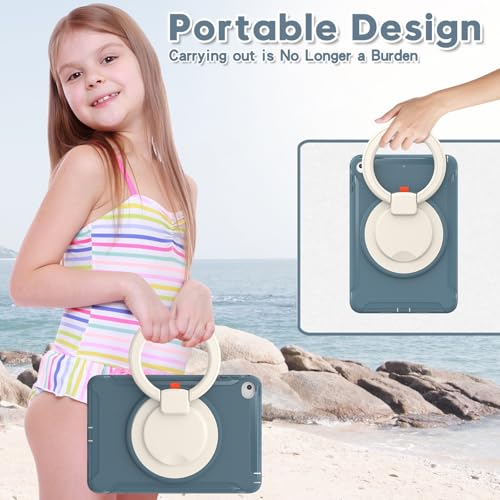 Coque iPad mini 5 et 4 antichoc avec poignée rotative et béquille robuste - Bleu - 6