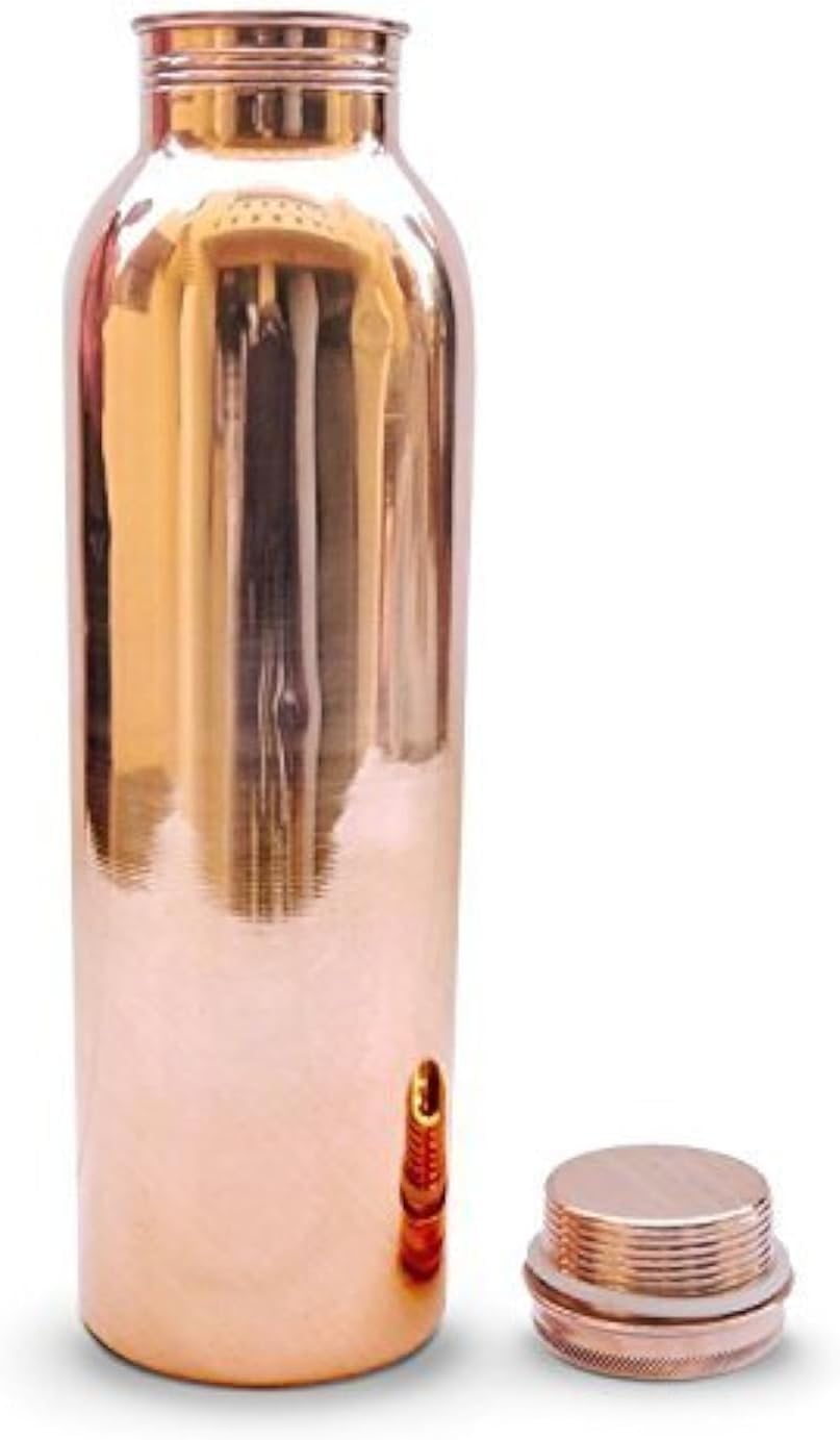 AYURVEDACOPPER Copper Water Bottle, 1000 ml, Set of 1, Brown
