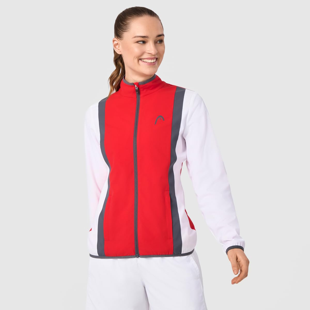 HEAD Club 25 Jacket - Chaqueta Deportiva para Mujer, Color Rojo y Blanco