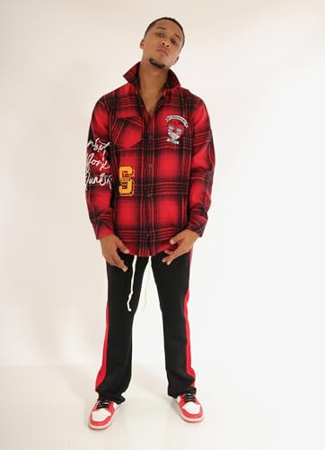 Image of SCREENSHOT Shacket 3202 Mens Casual Plaid Flannel Shacket Shirt Jacket Button Down Long Sleeve