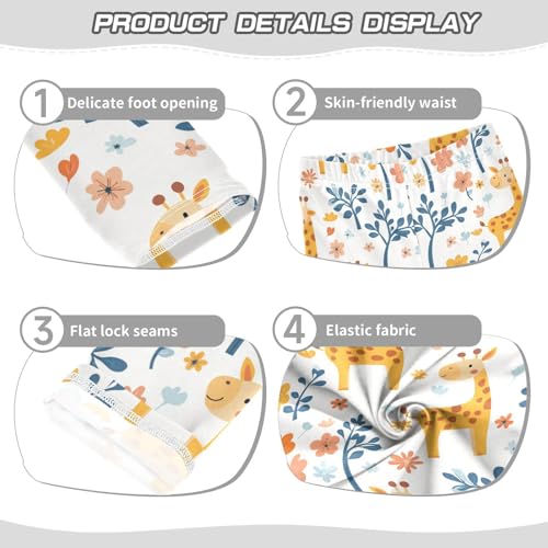 Giraffe Funny Floral Girls Casual Leggings for Kids Printed Long Pant Bottoms Stretch and Soft3