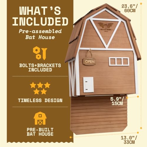 Image of WildYard Big Bat Barn - 3 Chamber, Brown Cedar, Upto 150 Bats, Preassembled