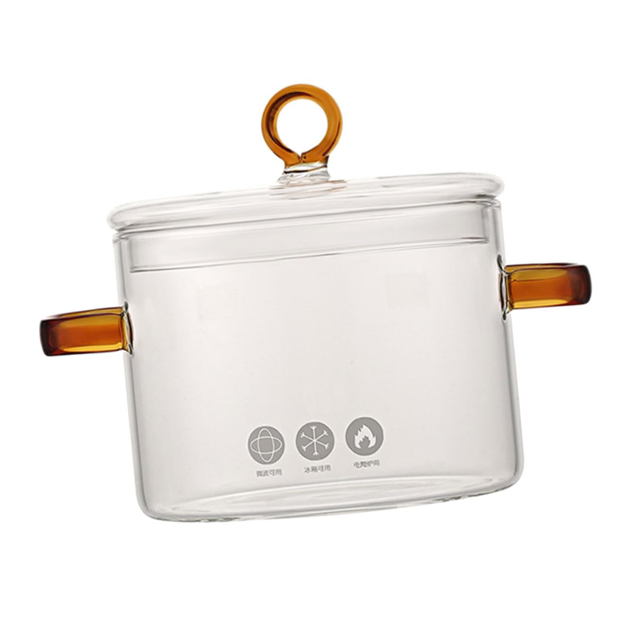 OFFSCH Clear Simmering Pot with Double Handles Heat Resistant Glass Cookware for for Soups Pasta and More Transparent Design for Easy Monitoring