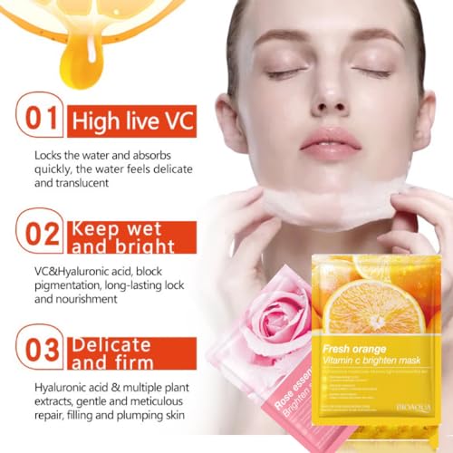 Sheet Mask,10 Pcs Fruit Extract Face Mask Set,Aloe Vera Gel Face Mask,Hydrating Face Mask,Face Masks Beauty-Improves Skin Face Care-Face Masks Skincare-Skin Care Sets For Women (10 Pack) - Image 3
