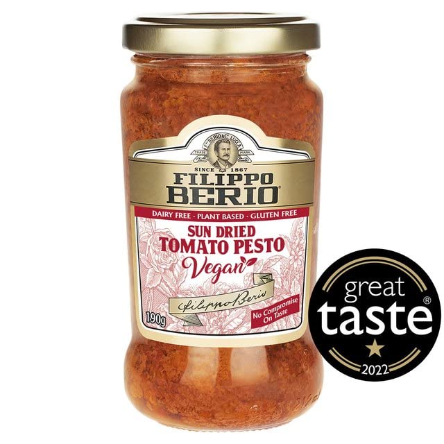 Image of Filippo Berio Sun Dried Tomato Pesto Vegan • Dairy Free • Plant Based • Gluten Free, 6.7 oz ℮ 190 g, 6 Pack
