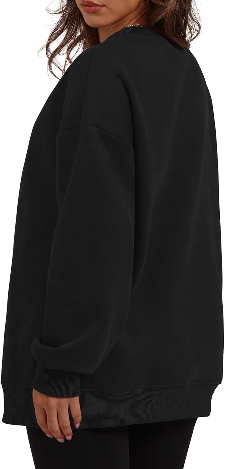 Womens Crew Neck Oversized Sweatshirt with Pockets Long Sleeve Pullover Cotton Hoodies Casual Tops Winter 2025 - Image 4