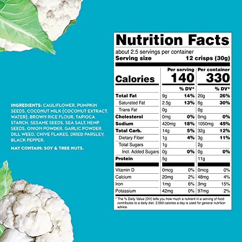 Hippie Snacks Cauliflower Crisps, Plant-based, High Protein, Gluten Free Snack, Crackers for Charcuterie Boards, 2.5oz, Variety Pack of 4 - Thumbnail 4