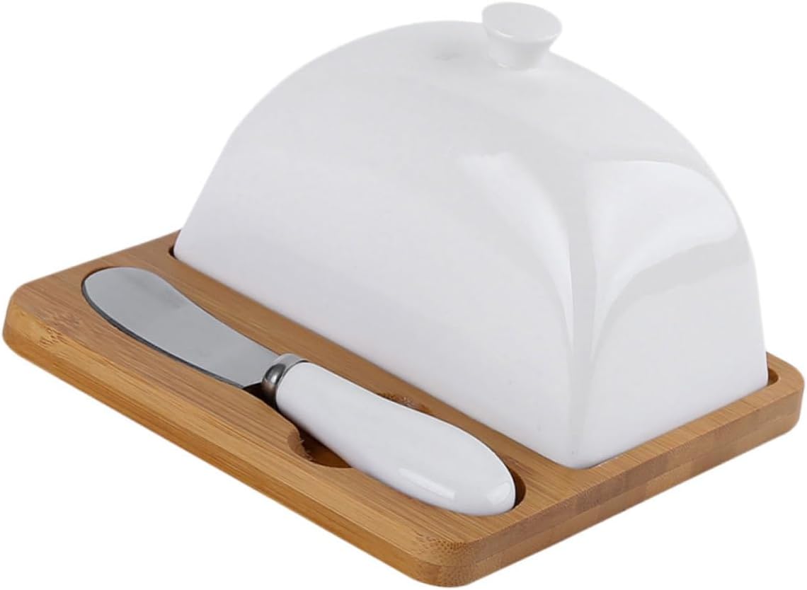 1Set Food Container Butter Plate with Lid Elegant Storage Box for Home Tableware Airtight Design for Freshness for Butter and Cheese
