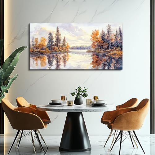 PHAOHUAXM Abstract Ink Landscape Painting Wall Art Painting Modern Canvas Print Natural Landscape Art Pictures Living Room Dining Room Wall Decor Bedroom Office Home Decoration Aesthetics 20x40 In