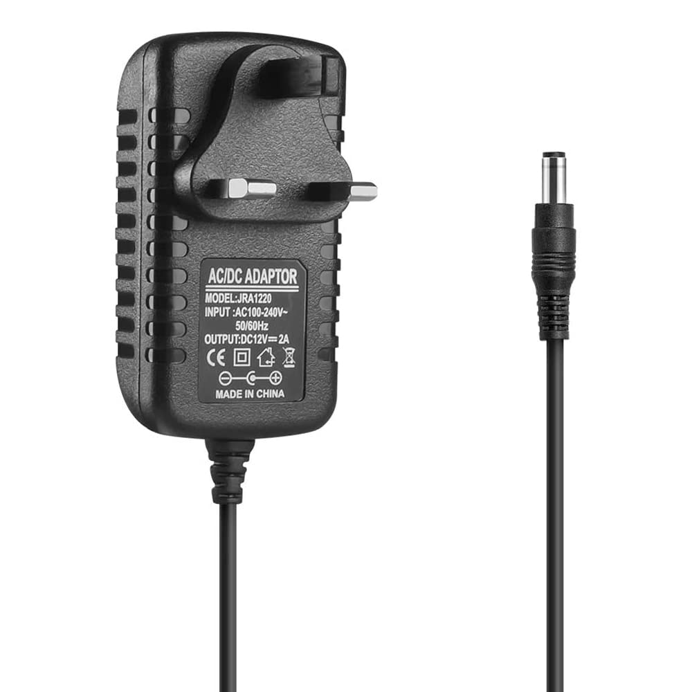 12V 2A Power Adapter,AC 100-240V Mains to DC 12V Converter Adapter Driver Transformer,24W Wall Charger Replacement 5.5mm x 2.1mm Jack with 3.3ft/1m Lead for CCTV Camera, LED Strip Lights,Router etc