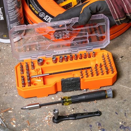 Image of Klein Tools 80177 MODbox Ratcheting Driver Set with MODbox Case Adapter, Modular Tool System Side Rail Attachment, 65 Piece