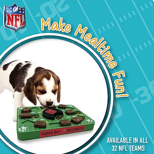 Image of Pets First NFL Tampa Bay Buccaneers Puzzle Toy for Dogs, Slow Feeder Board for Pets, Interactive Doggie Treat Toy