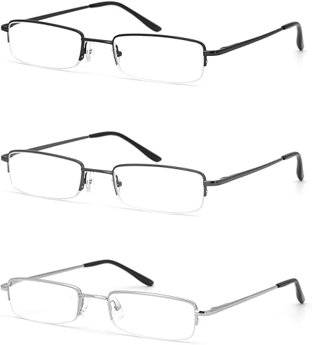 Miniatura 9 de HIGHLIKE Paquete de 2 lentes de lectura con bloqueo de luz azul con estuches rígidos, semimarco con bisagra de resorte