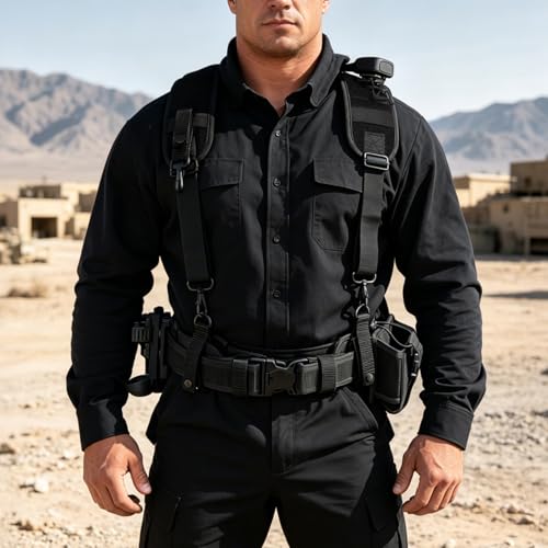 Image of MELOTOUGH Metal Hook Tactical Suspenders for Duty Military Belt Harness Police Suspenders Law Enforcement Belt