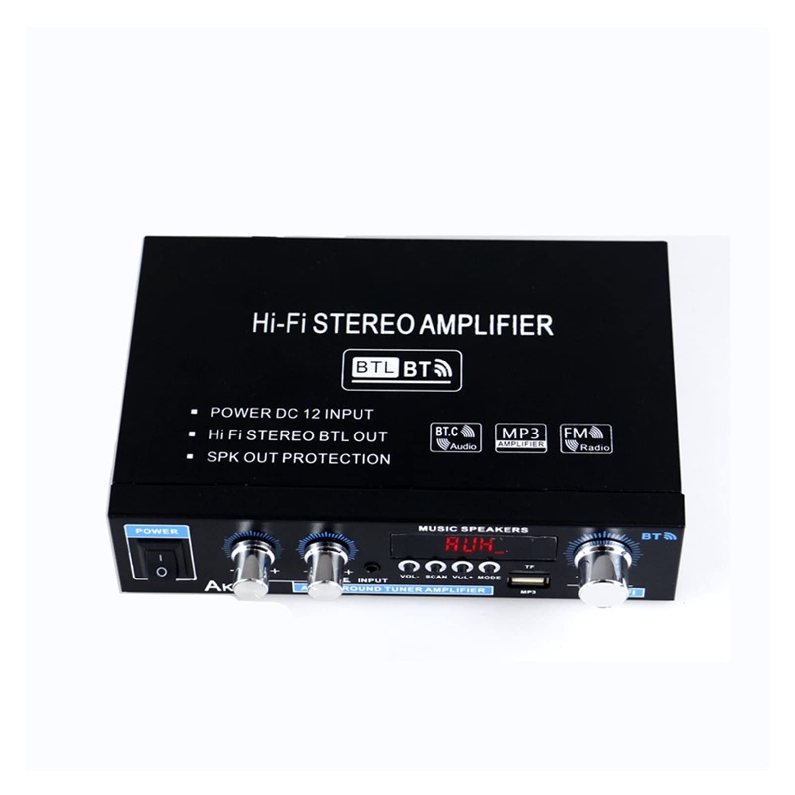 Amplificatore stereo Bluetooth auto Bluetooth HiFi Digital Audio Home Karaoke Power amp FM USB. Amplificatore auto auto con telecomando 90W + 90W(45WX2)