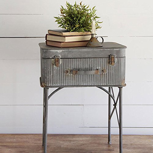 Foreside Home & Garden Distressed Metal Suitcase Side/End Table