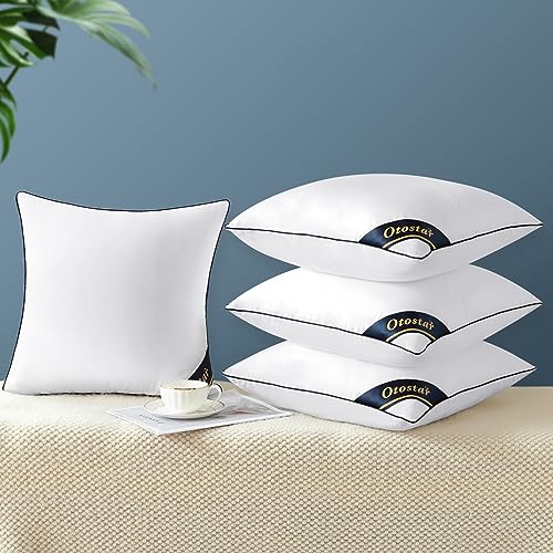 Otostar 16''X16'' Pillow Inserts Set Of 4 Decorative 16 Inch Pillow Inserts-Square Interior Sofa Throw Pillow Inserts With 100% Cotton Cover thumb #1