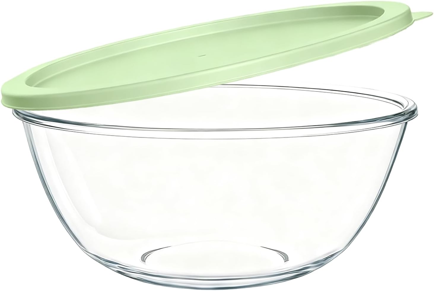 4.7 Qt Extra Large Glass Mixing Bowls, Clear Glass Bowl with Lid, Big Salad Bowl for Salad Fruit Bread Storage