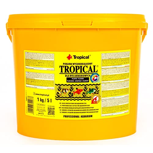 Tropical 5L / 1kg - Nourriture Riche en protéines pour Poissons d'aquarium, sous Forme de Flocons