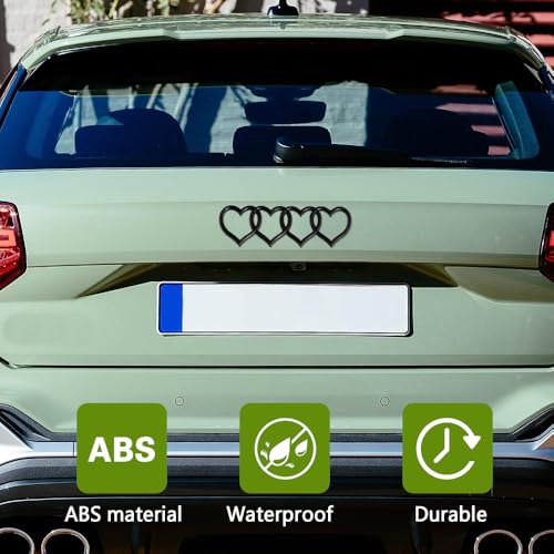 Image of Love Heart Logo Rear Trunk Emblem Badge, 3D Car Exterior Decoration Sticker, Replacement Decal Compatible with Most Cars, Trucks, SUVs