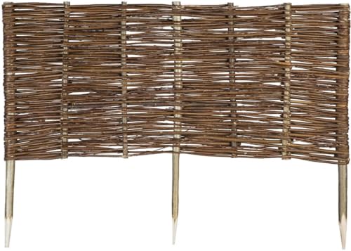 Weide Beeteinfassung in 16 Größen Weidenzaun Rasenkante Beetbegrenzung Steckzaun imprägniert mit Buchepflöcken für leichtes Einsetzen Palisade Länge: 100 cm Höhe: 40 cm