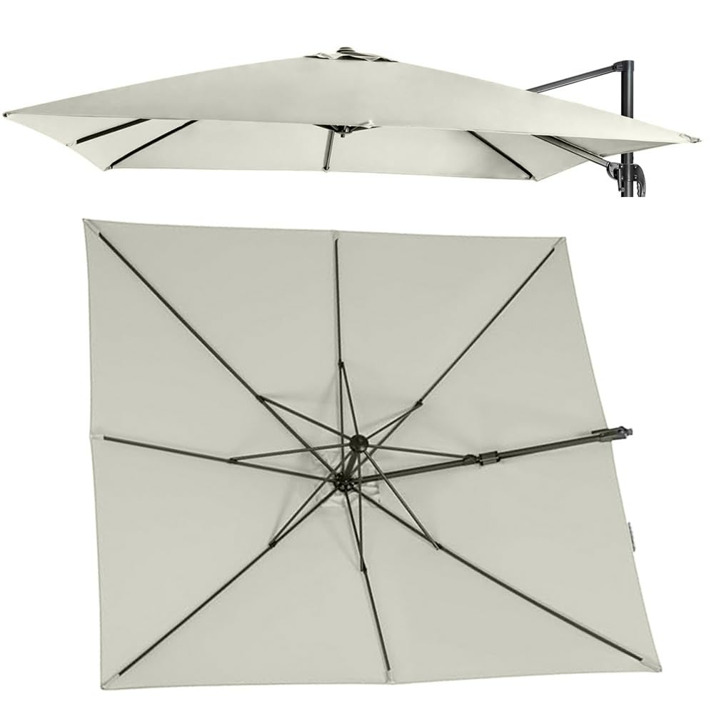 LRZPTDYU This 10ft Square Patio Umbrella Canopy Replacement Light Grey Outdoor Cantilever Umbrella Top Cover for Table Market 3x (9.8x9.8ft) Weather Resistant Fabric
