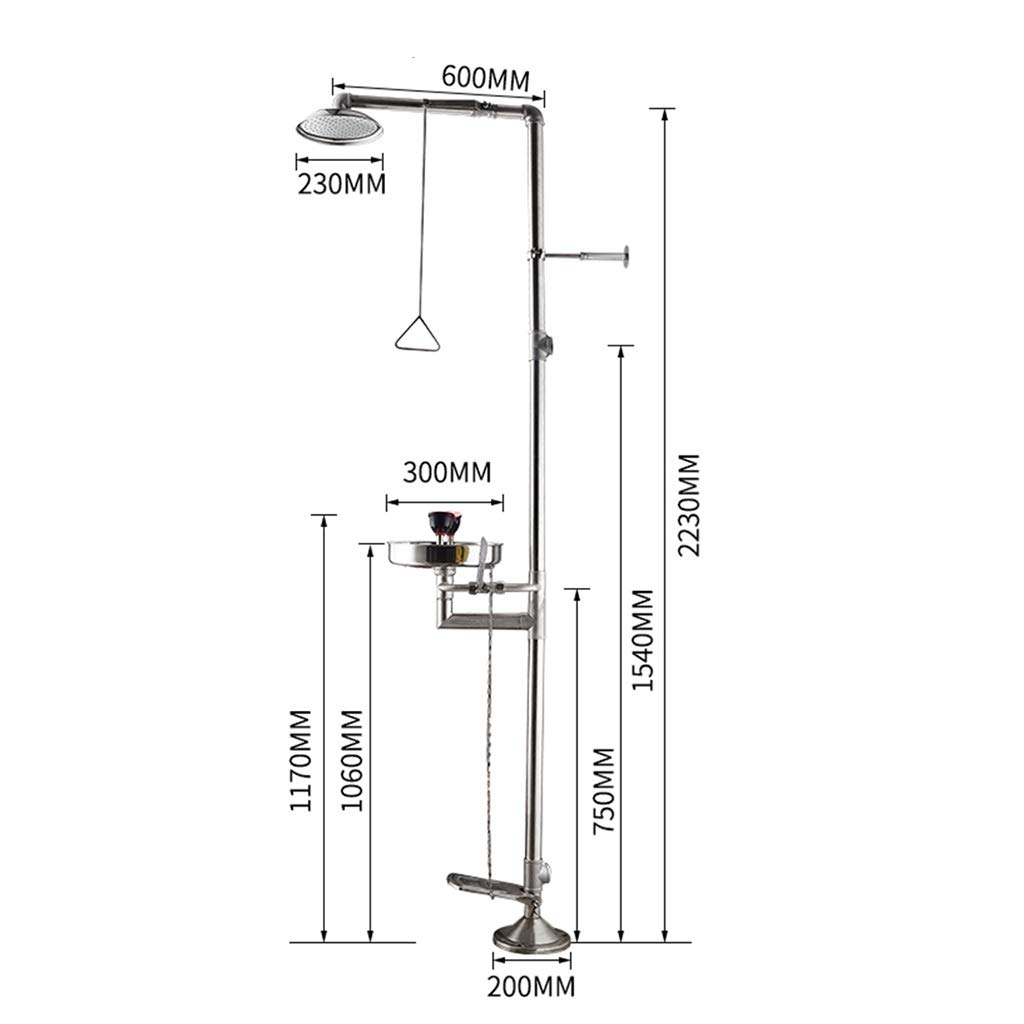 Station de Lavage oculaire d'urgence en Acier Inoxydable avec buse et Jet d'eau Doux