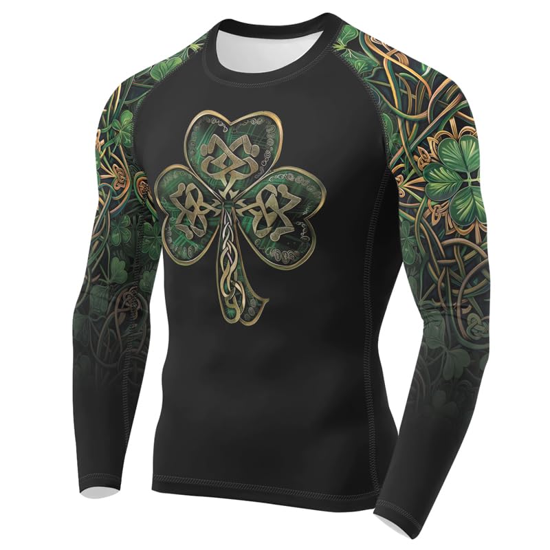 St Patrick's Day Men's Jiu Jitsu Rashguard Long Sleeve MMA Compression Shirt for BJJ Grappling Gi No Gi2